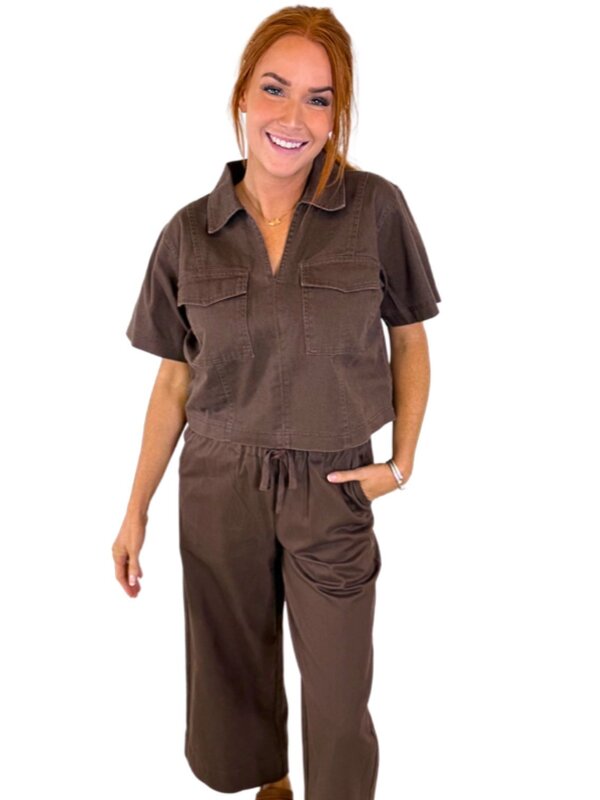 Chocolate Denim Pant Set