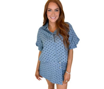DENIM POLKA DOT SKORT SET