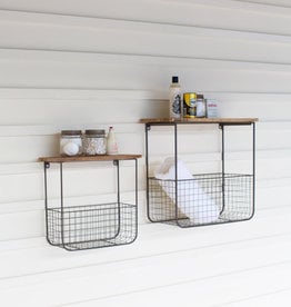 Wire Basket with Wood Top