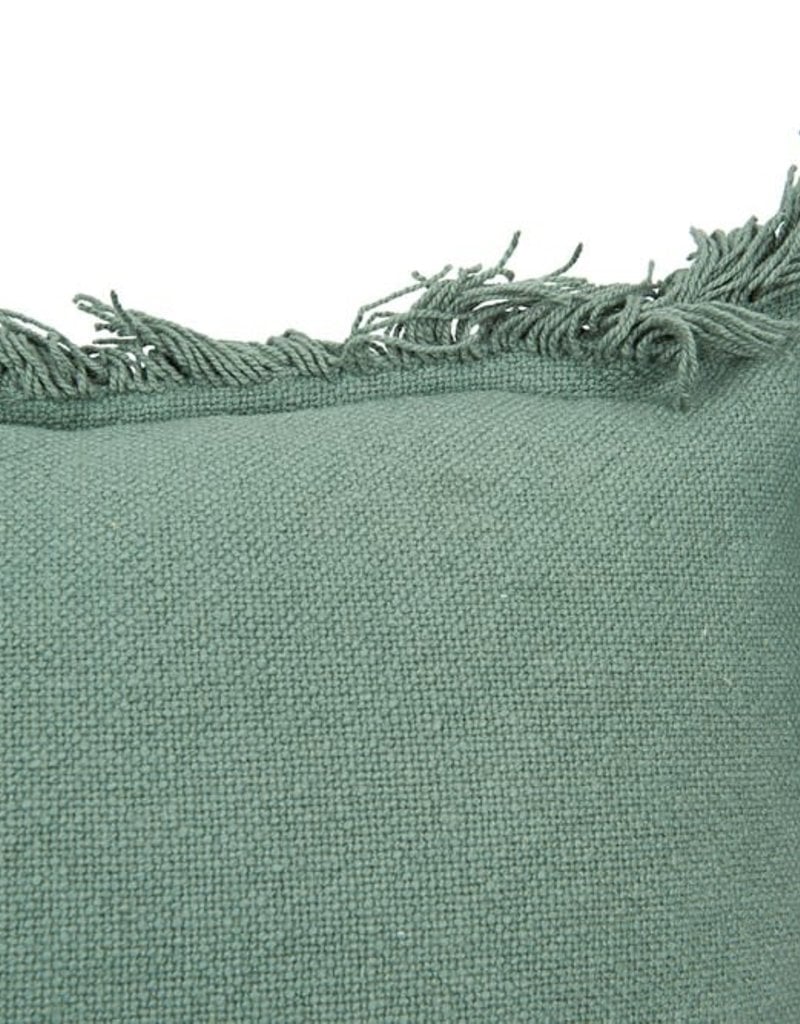 Cotton pillow w/fringe (green)