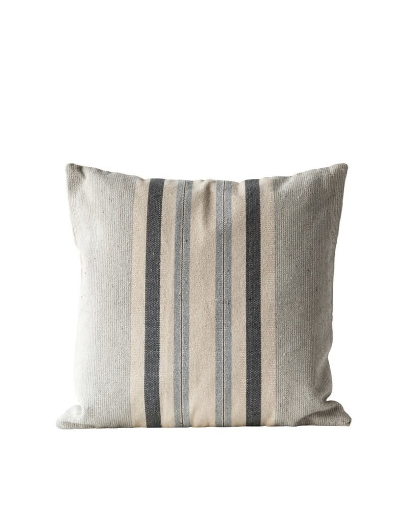 20" Cotton Woven Striped pillow (Grey)
