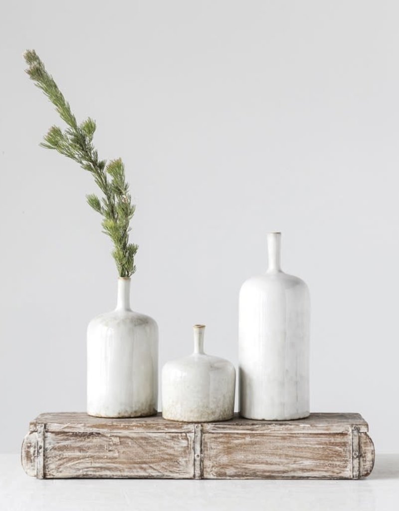 Stoneware Vase reactive glaze 5"R x 12.5"H