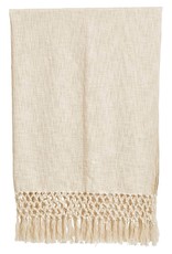 Cotton Woven Thow w/crochet & fringe