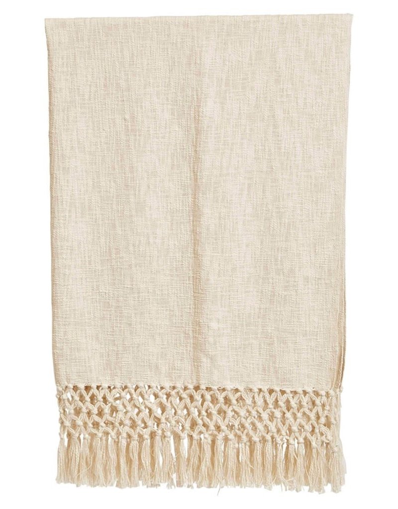 Cotton Woven Thow w/crochet & fringe