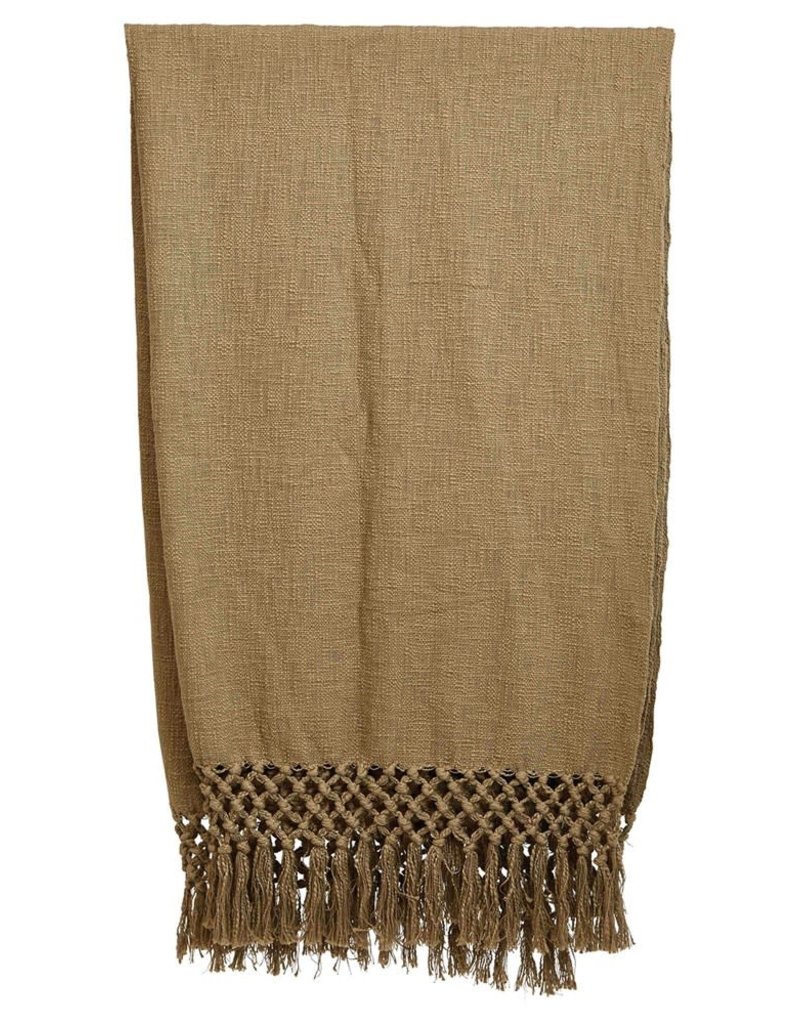 Cotton Woven Thow w/crochet & fringe