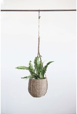 Hand woven hanging seagrass basket 8"