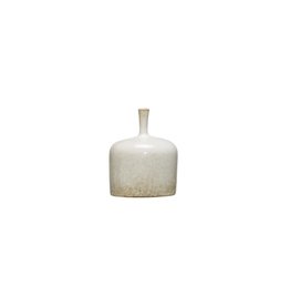 6"H Stoneware Vase, Reactive Glaze, White