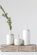 Stoneware Vase, Reactive Glaze, White