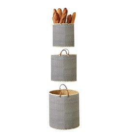 Palm Leaf Laundry Basket, Leather Handle