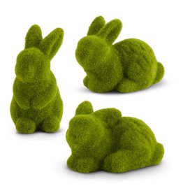 Assorted medium green mossy flocked bunnies