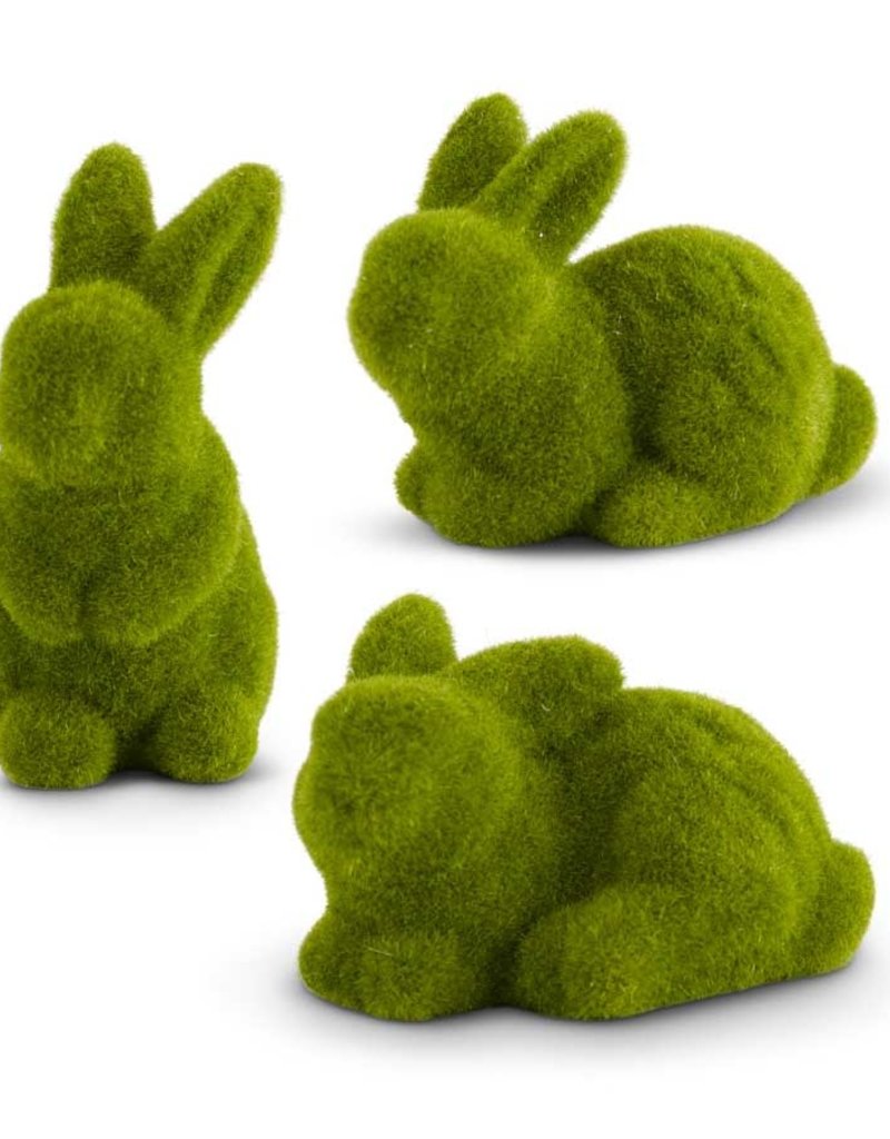 Assorted medium green mossy flocked bunnies