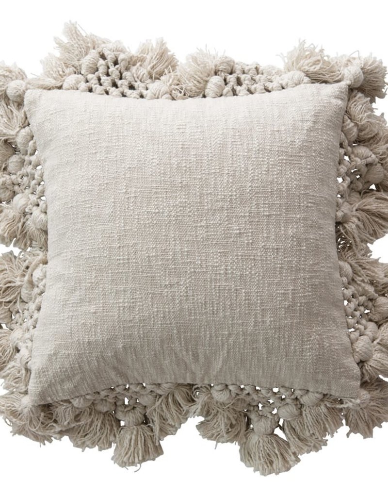 Cotton Pillow w/Crochet & Tassels