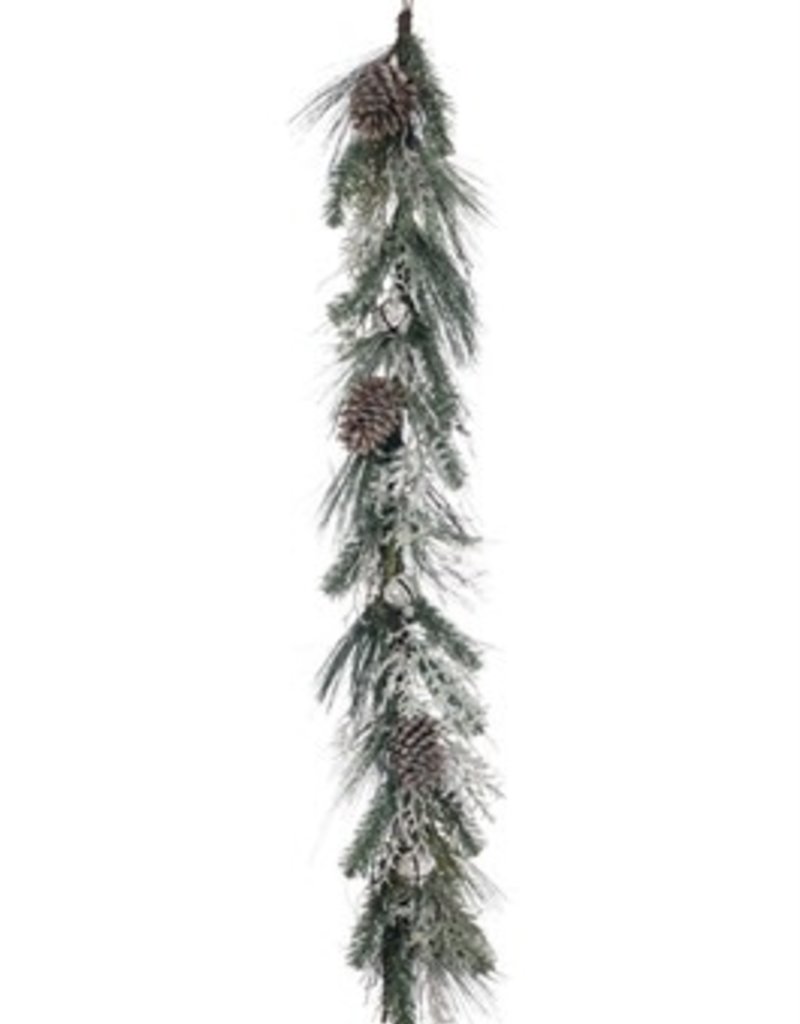 Flock Pine W/Bells Garland - Rustic Roots