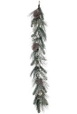 Flock Pine W/Bells Garland