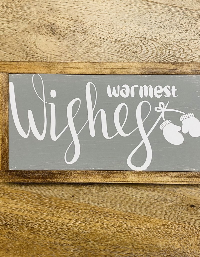 Warmest Wishes wood sign, 13.5"x7.5"