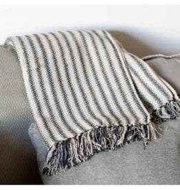 Charcoal striped cotton throw