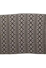 Black and Beige Cotton Throw w/Fringe