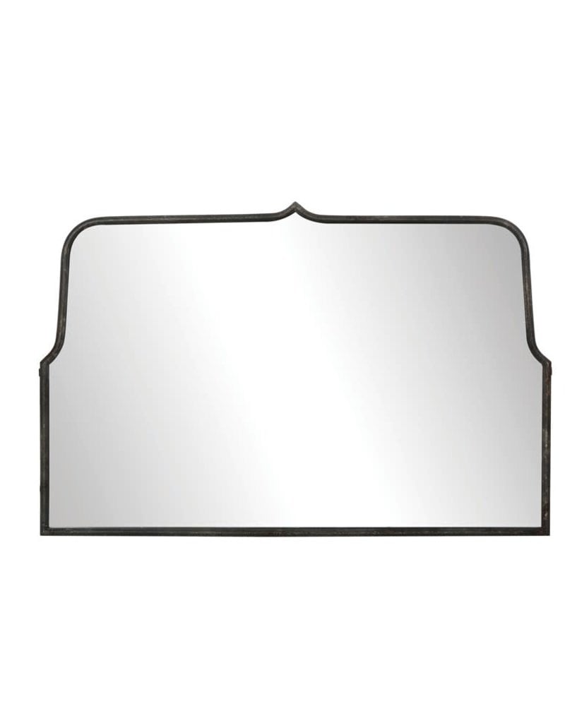 Metal Framed Wall Mirror, Distressed Black