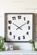 Square Wood Subway Tile Clock