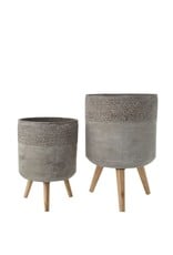 Cement Planter w/wood legs, round