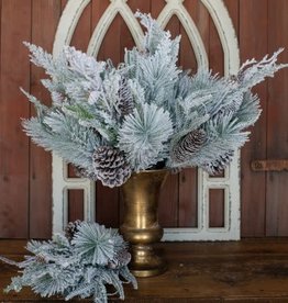 20" Heavy Frosted Mixed Pine and Cone Bush
