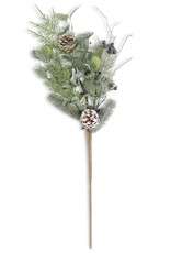 27" Glittered Mixed Pine Stem w/Cones &Blueberries