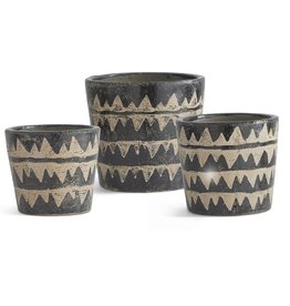 Black Ceramic Pot w/Triangles