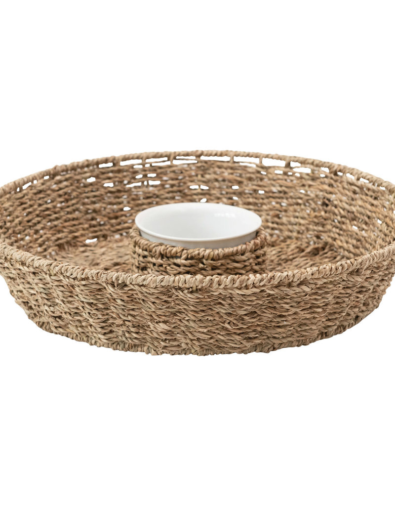 Chip and Dip Basket with Ceramic Bowl, Set of 2