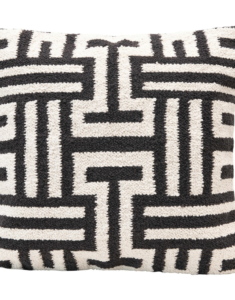 Woven Cotton Pillow with Abstract Design