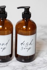 Amber Glass Soap Dispensers (Handwritten Label) Set/2