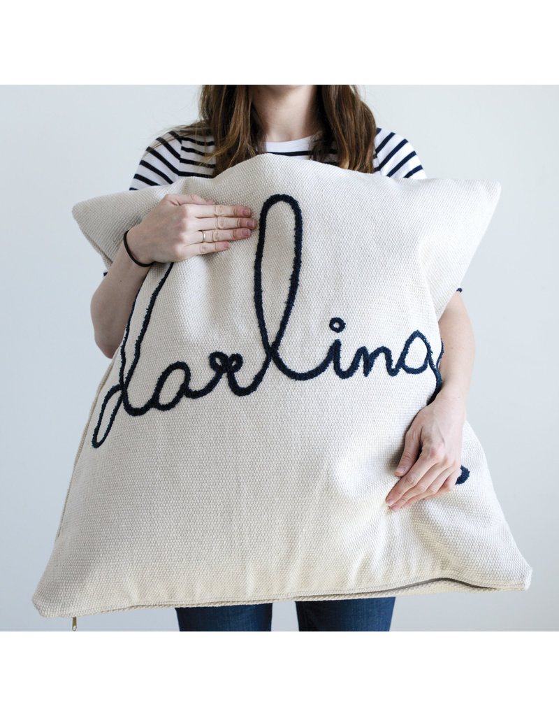 Darling Cotton Pillow with Embroidered