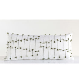 Hand-Woven Lumbar Pillow with Woven Tassels