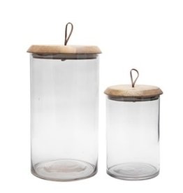 Mango Wood & Glass Covered Jar