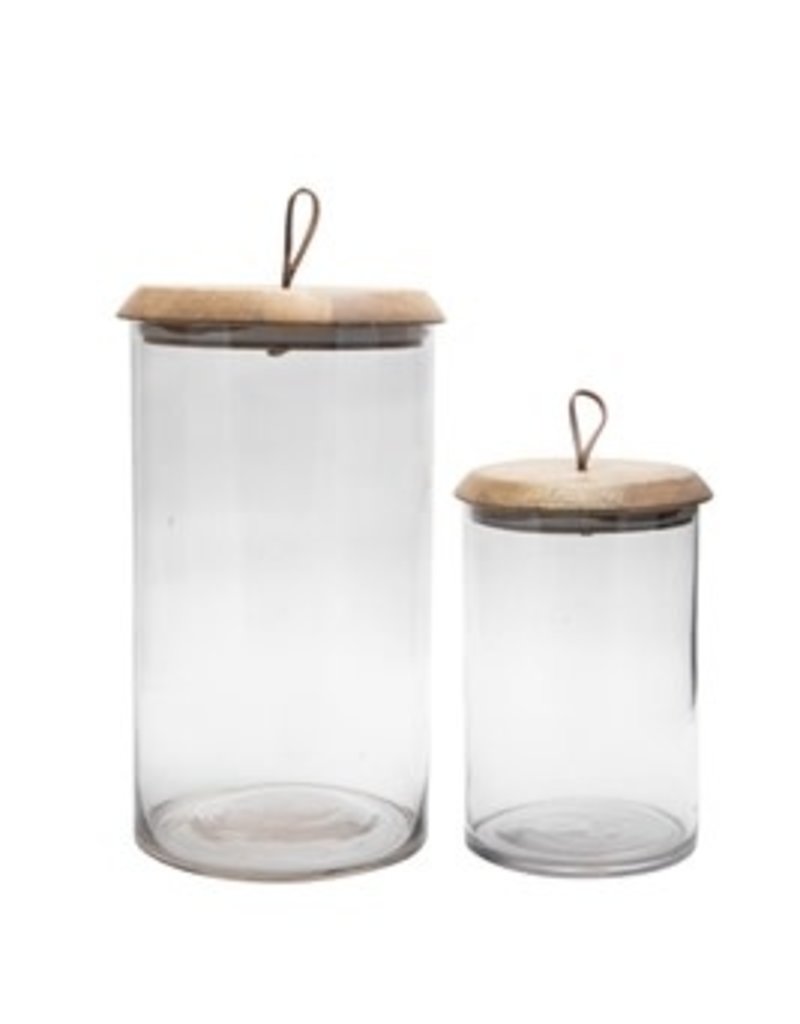 Mango Wood & Glass Covered Jar