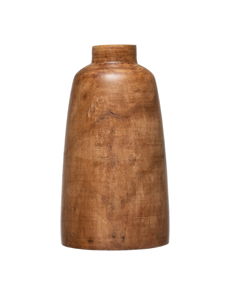 14.25"H Paulownia Wood Vase, Brown