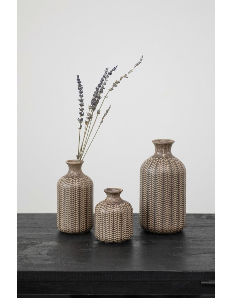 S/3 Stoneware Vases, Olive