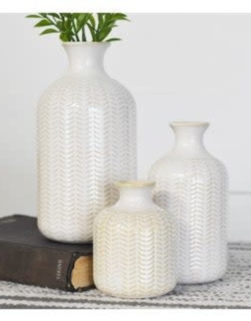 S/3 Ceramic Chevron Vases