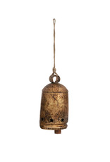 Metal Bell on Jute Rope with Star Cut-Outs, 8.5"H