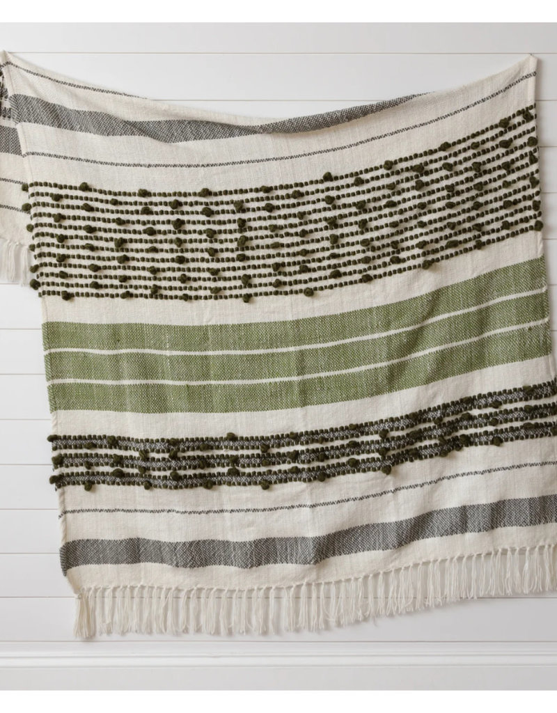 Green Striped Throw with Loops