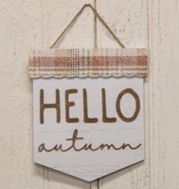 Hello Autumn Plain Wood Sign