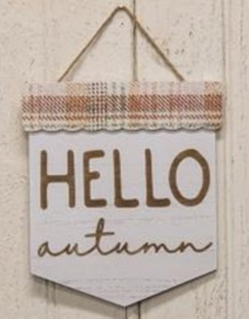 Hello Autumn Plain Wood Sign