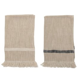 Woven Cotton Tea Towel, Set 2 (Grey/Tan Stripe)