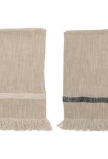 Woven Cotton Tea Towel, Set 2 (Grey/Tan Stripe)