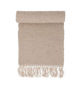 Woven Jute and Cotton Table Runner with Fringe
