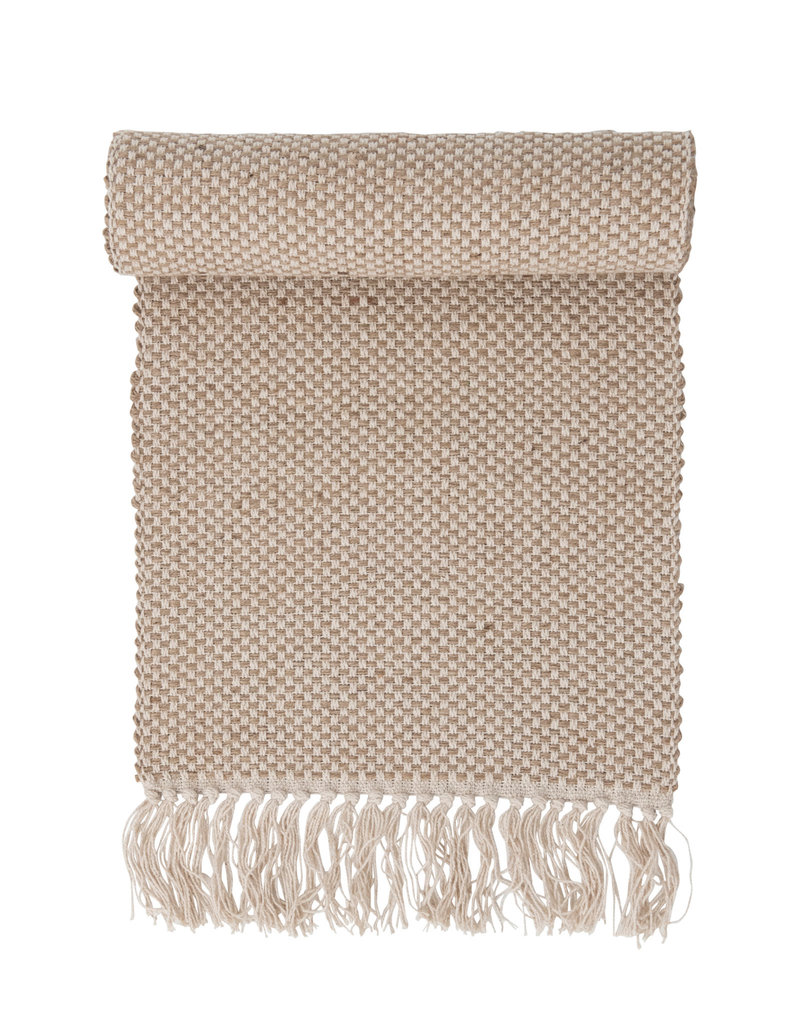Woven Jute and Cotton Table Runner with Fringe