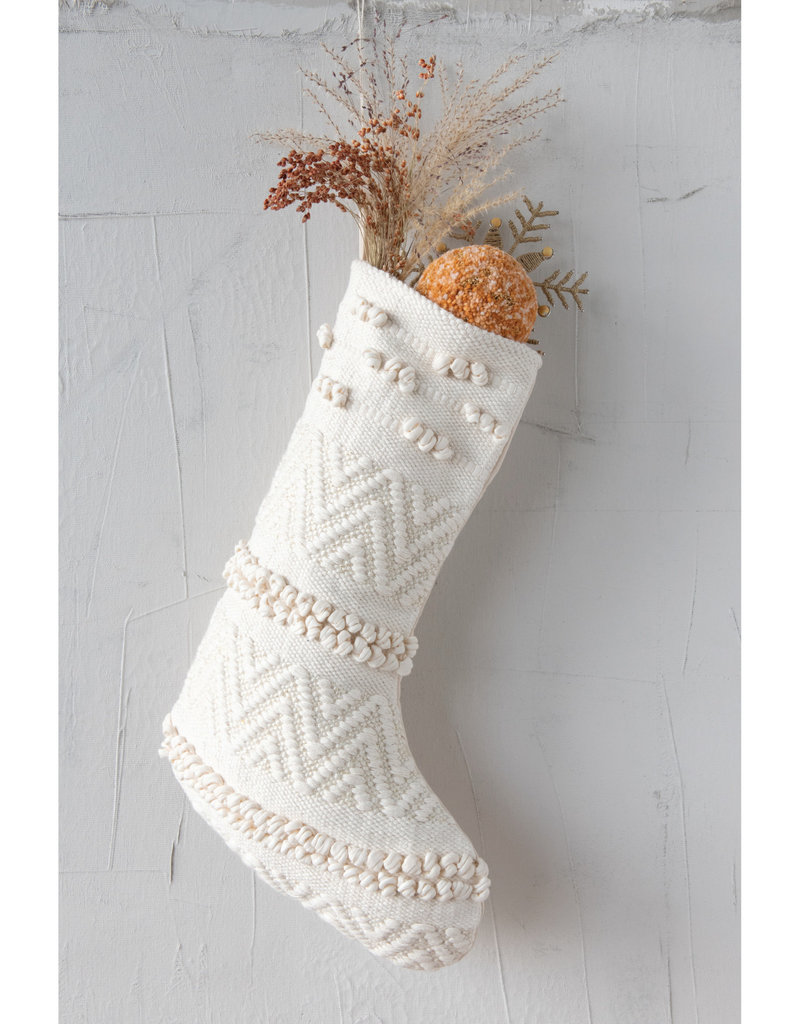 Woven Cotton Blend Christmas Stocking