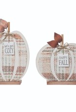 Plaid Pumpkin Wood Decor