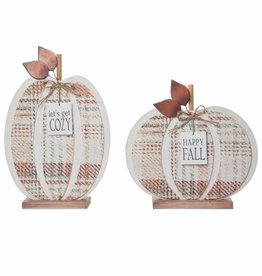 Plaid Pumpkin Wood Decor