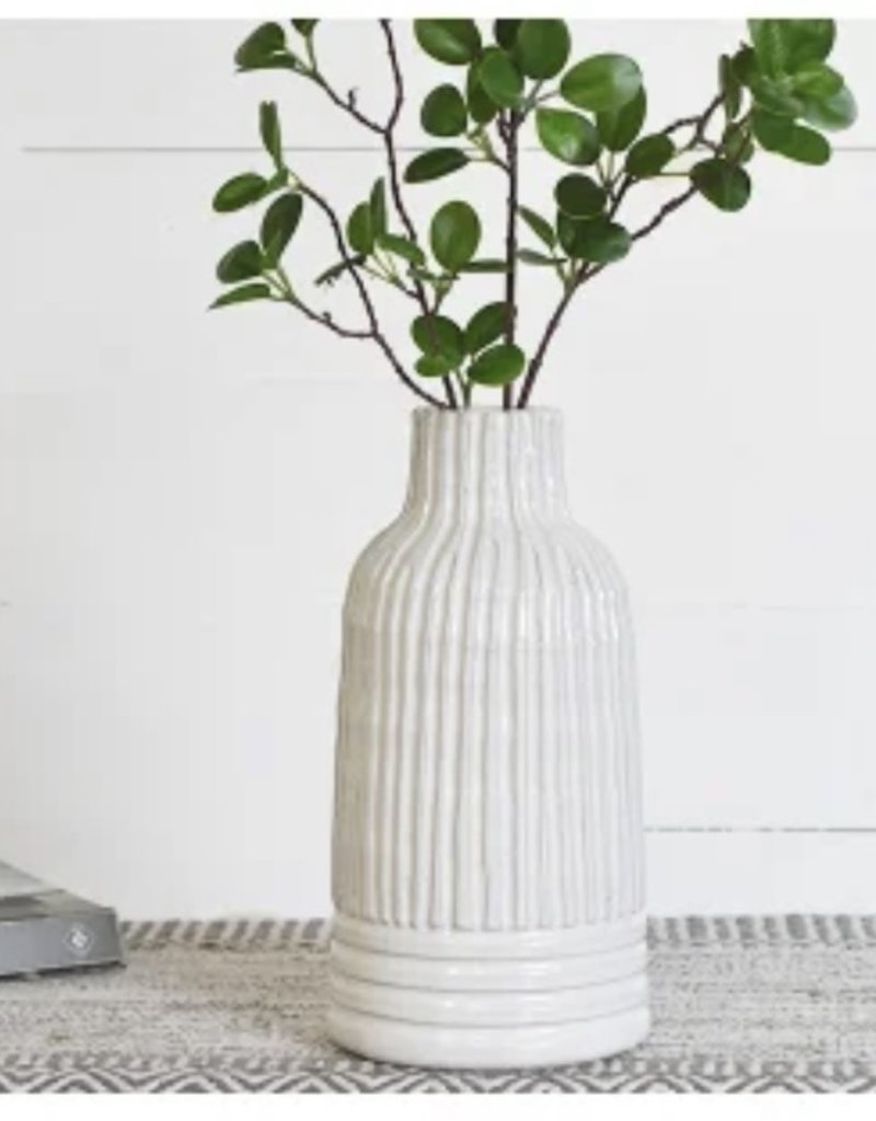 12.2" Stripe White Vase
