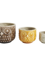 Decorative Stoneware Owl Pot